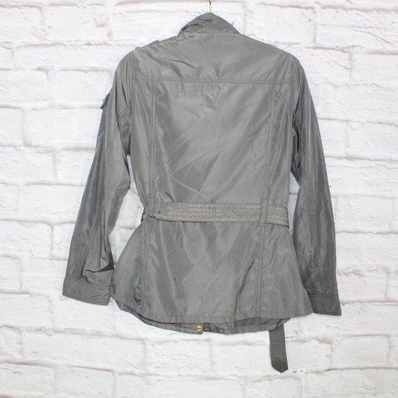Barbour International Gray Polyester Lined Belted Jacket Size 14 - Picture 5 of 9